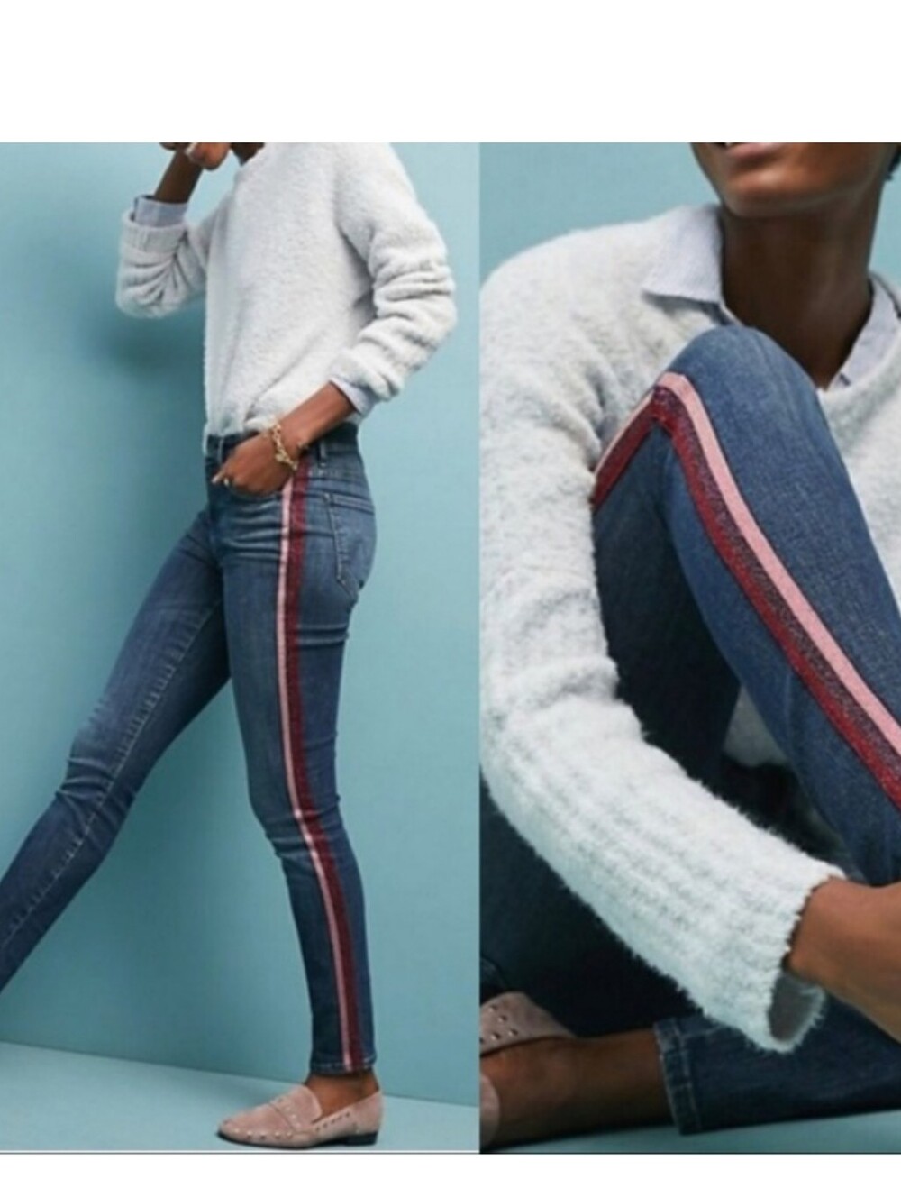 Mother High Waisted Looker Kitty Glitter Jeans Sz 30
